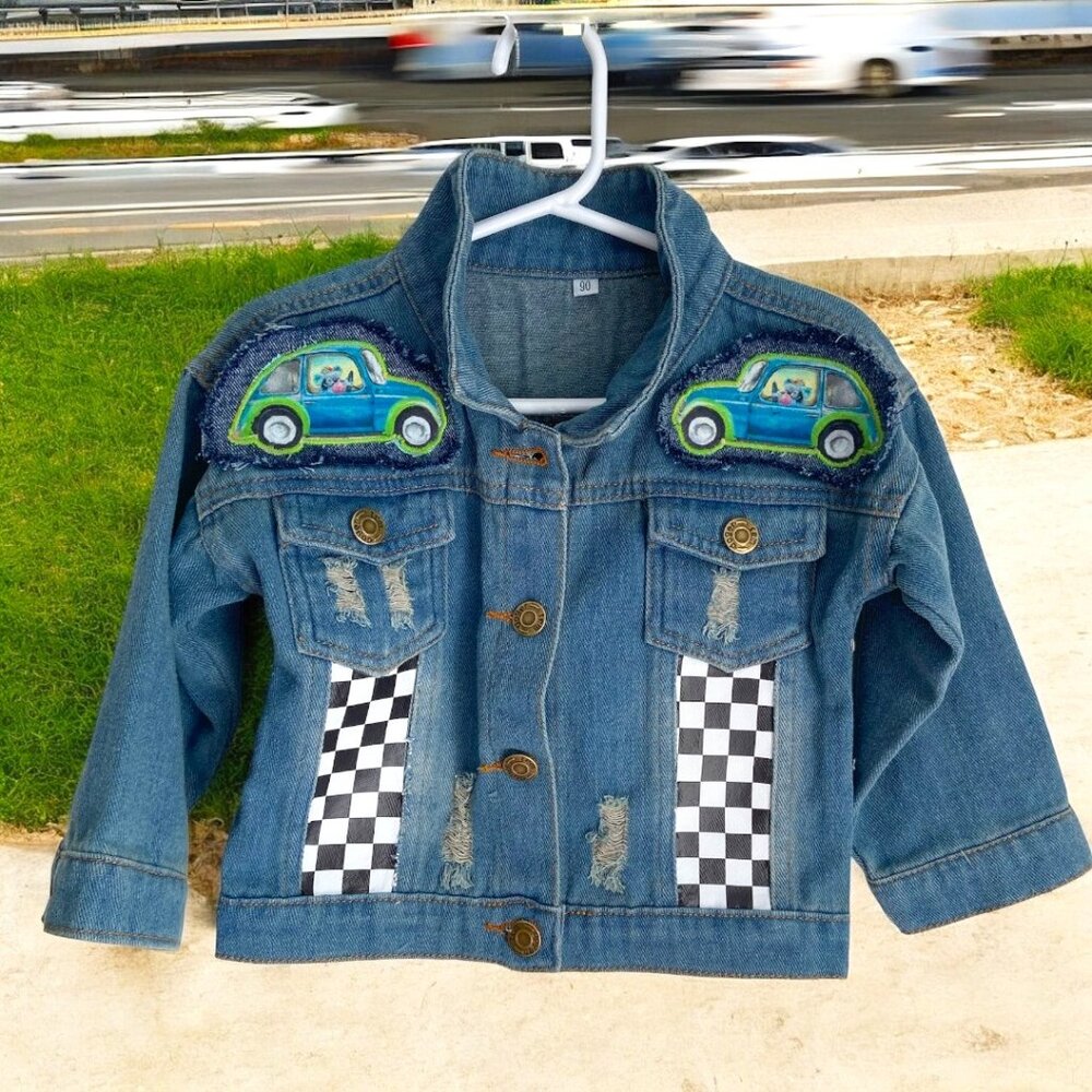 Toddler Custom Car Theme Jean Jacket Size 4 NWT